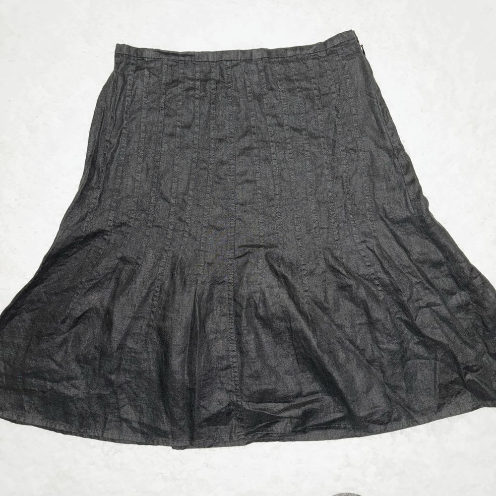 Loft Linen Skirt Womens 2 Minimal Neutral Capsule Goth Academia Office Corp